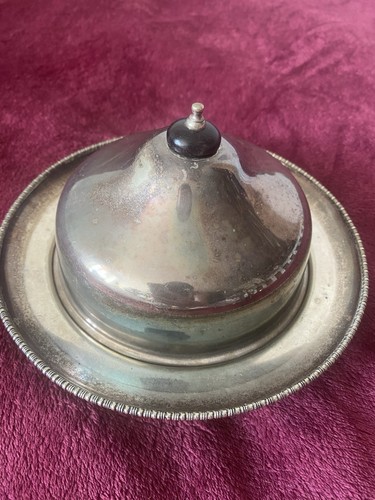Silver plate lidded dish with - silver,