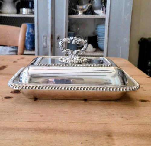 Vintage silver plate entree - plate,