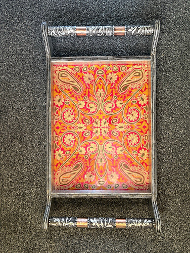 Vintage indian wooden tray - indian,