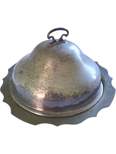 Antique silver plate covered - plate,