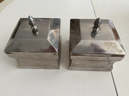 Pair square silver plated - of,