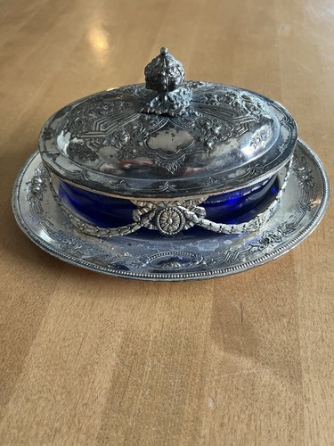 Victorian silver plate covered - plate,
