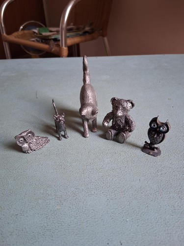 Silver covered animals figures - silver,