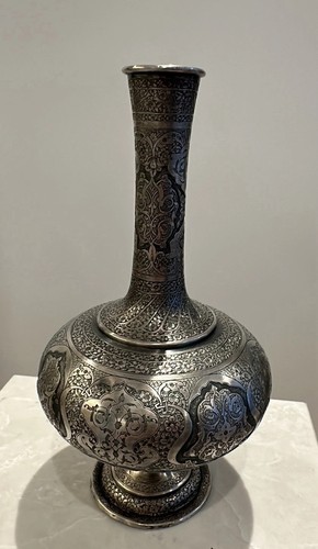 Super fine persian silver vase - fine,