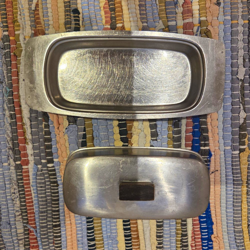Silver metal covered butter - silver,