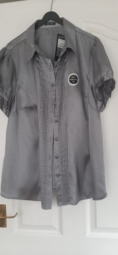 Silver grey blouse ruched - grey, blouse,