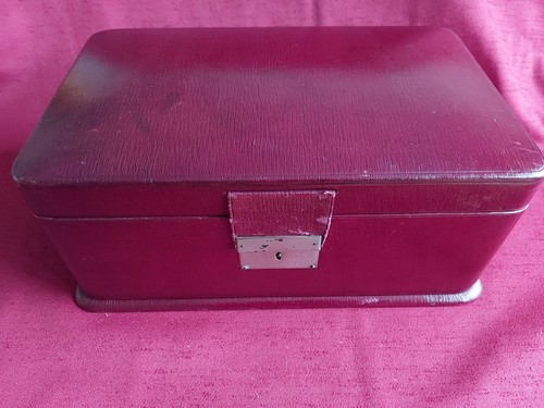 Leather covered sewing box - leather,